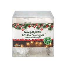 Christmas Lights - Battery Operated Pine Cone LED Lights 10's